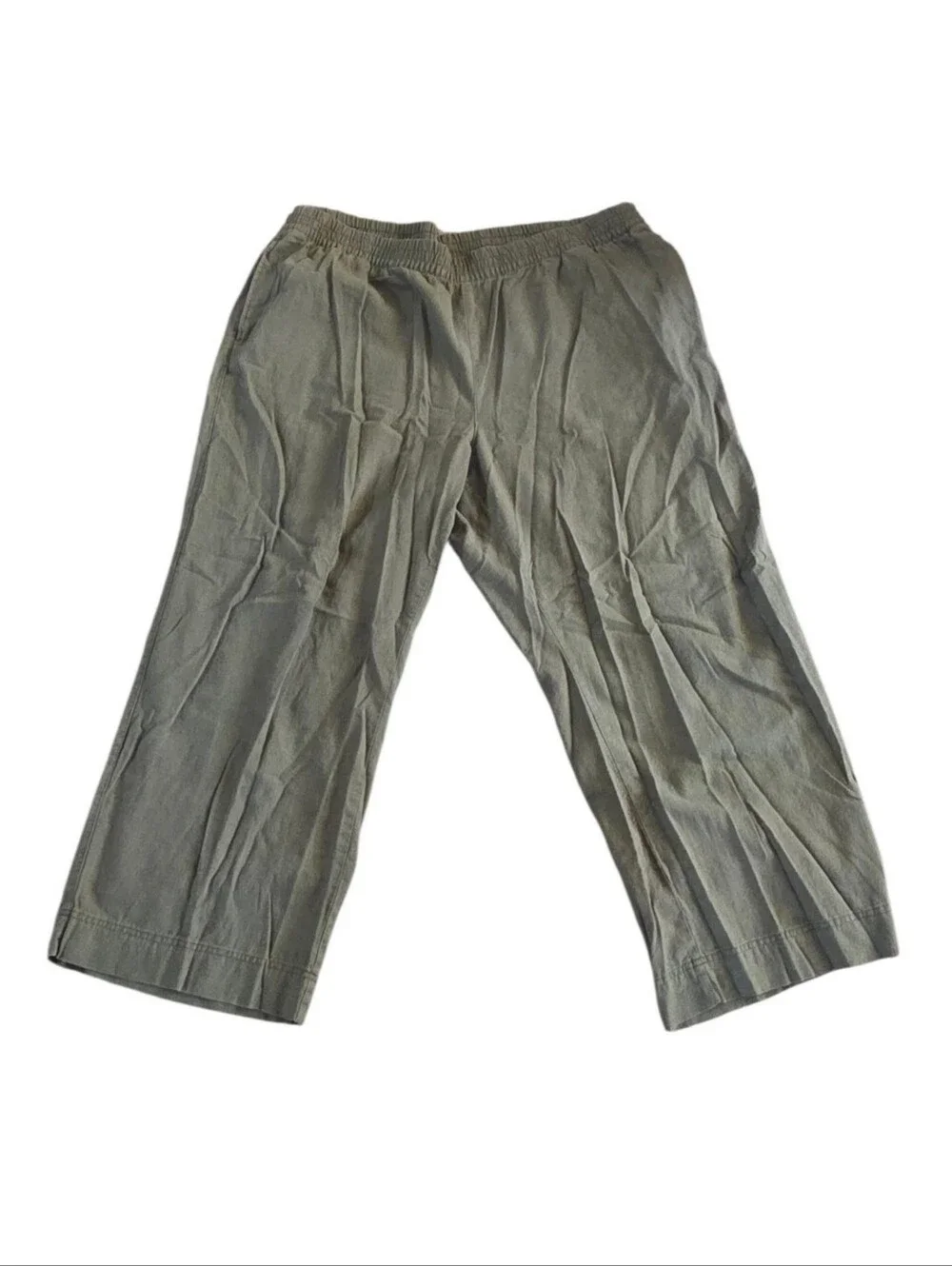 Old Navy High Waisted Linen Blend Wide Leg Pants Olive Green Size 3X